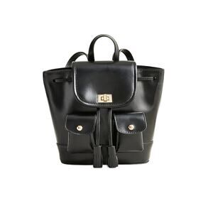 J.CREW Italian Leather Backpack Black Adjustable Small Stylish City Travel NWOT